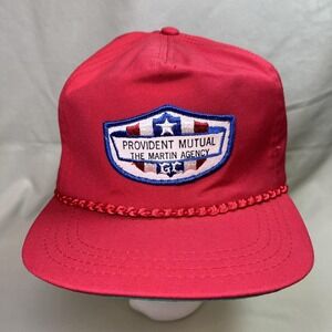 Vintage Hat PROVIDENT‎ MUTUAL Red Rope Cord Snap Back Patch Insurance AMERICA  !